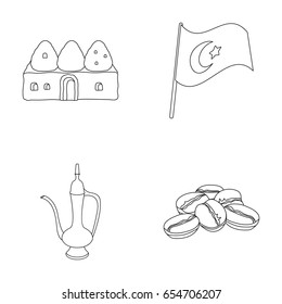 House hive, national flag, coffee pot copper, grains coffee.Turkey set collection icons in outline style vector symbol stock illustration web.
