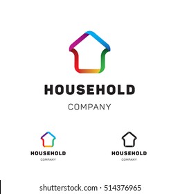 House Hold is a vector logo template for business, real estate, cleaning service. Home colorful logotype idea and concept.