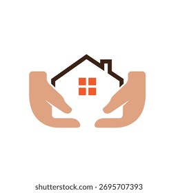 Symbol für das Haus-Holding-Logo, Vektordesign-Symbolgrafik	
