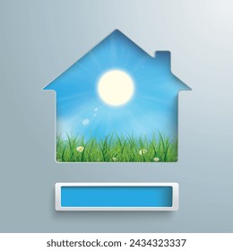 House Hole Sun Blue Sky Template
