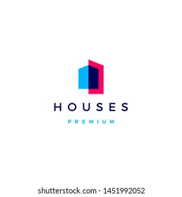 house home architect mortgage facade logo vector icon illustration overlapping style