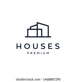 House / Home Architect Mortgage Logo Vector Icon Illustration Line Outline Monoline Design