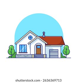 House Home Building Cartoon Vector Icon Illustration. Building And Landmark Icon Concept Isolated Premium Vector. Flat Cartoon Style