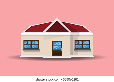 house home building design with shadow on the orange background.vector and illustration
