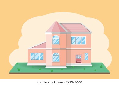 house home building on orange background.vector and illustration