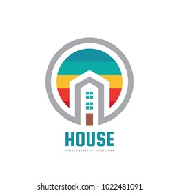 House home building - vector logo concept illustration for presentation, booklet, website and other creative projects. Real estate. Design element.