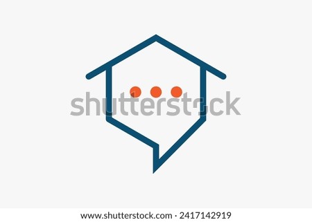 House Home Chat Logo Vector Logos Icon Design. Universal Logo related with Real Estate Consultation etc. Flat Vector Logo Design Template Element.