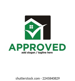 house or home with check list or check mark for approved.