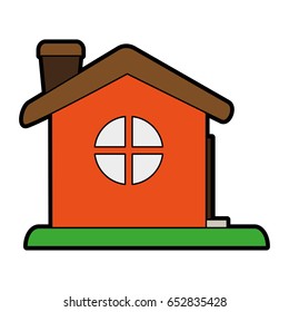 house or home with chimney icon image 