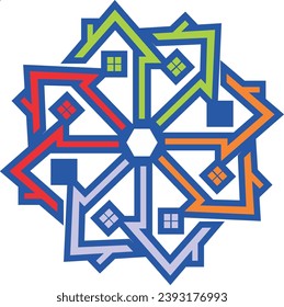 house home circle ornament vector
