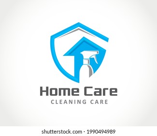 house home cleaning spray secure protection logo symbol design illustration