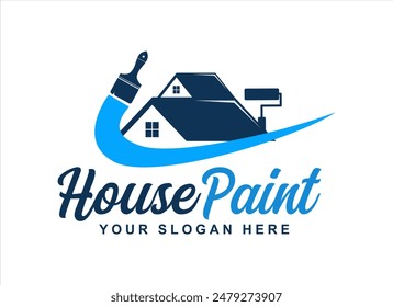 house home colored painting service logo vector silhouette illustration template business logo design.