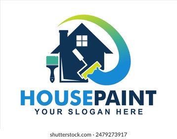 house home colored painting service logo vector silhouette illustration template business logo design.