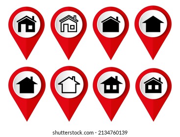 House, home concept vector icon set, flat design real estate pointers, infographic template