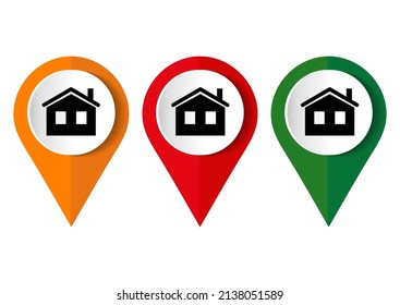 House, home concept vector icon set, flat design real estate pointers, infographic template.
