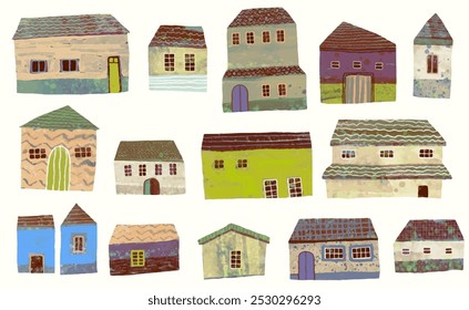 house, home, country village. watercolor vector illustration.