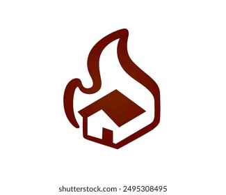 house home and fire danger line art logo design template illustration inspiration