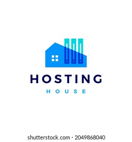 house home hosting server cloud data storage logo vector icon illustration