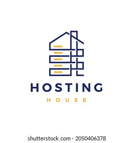house home hosting server cloud data storage logo vector icon illustration