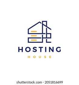 house home hosting server cloud data storage logo vector icon illustration