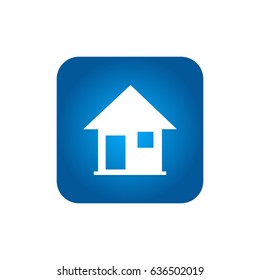 House, home icon button. Vector illustration. Blue and white. Can used for app, UI, website and more.