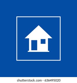 House, home icon. Flat design. Vector illustration. Blue and white.