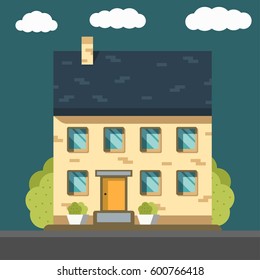 House. Home icon logo. Flat design vector concept illustration.
