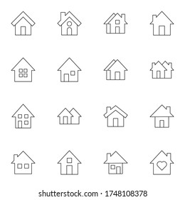 House and home icon set. Simple home thin line icon sign concept. vector illustration. 