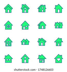 House and home icon set. Simple home colored outline icon sign concept. vector illustration. 
