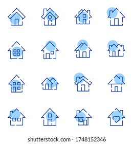 House and home icon set. Simple home colored outline icon sign concept. vector illustration. 