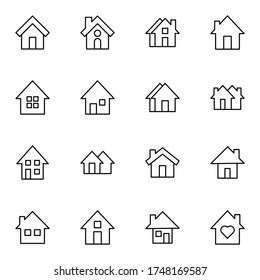 House and home icon set. Simple home outline icon sign concept. vector illustration. 