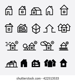 House and Home icon set vector collection. Buildings and village icons.