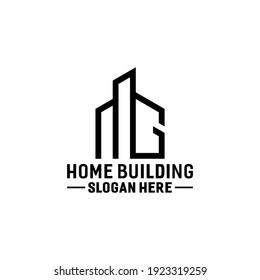 House home with initial M G for real estate business logo design