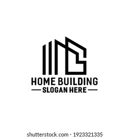 House home with initial M G for real estate business logo design