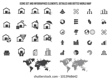 House and home insurance icon set