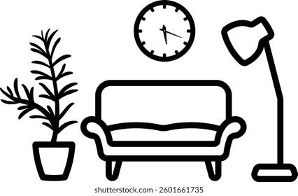 house home interior living room clock decoration tree sofa 8959