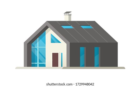 House or home isolated building vector flat modern contemporary and luxury villa apartment cartoon illustration clipart on white background