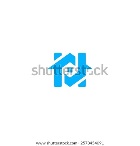 House, home logo, H, Conecting, blue, Usable for Real Estate, Construction, Architecture, building, icon logo vector.