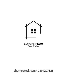 House / Home logo vector icon illustration line outline monoline