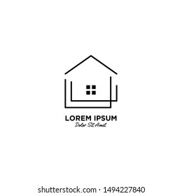 House / Home logo vector icon illustration line outline monoline