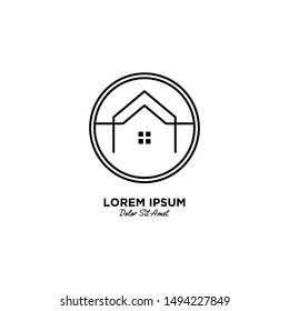 House / Home logo vector icon illustration line outline monoline