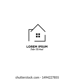House / Home logo vector icon illustration line outline monoline