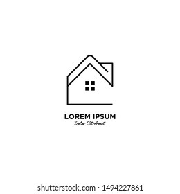 House / Home logo vector icon illustration line outline monoline