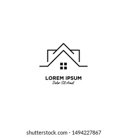 House / Home logo vector icon illustration line outline monoline