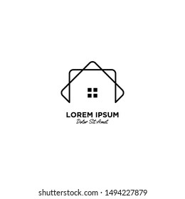 House / Home logo vector icon illustration line outline monoline