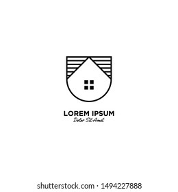 House / Home logo vector icon illustration line outline monoline