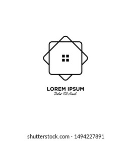 House / Home logo vector icon illustration line outline monoline