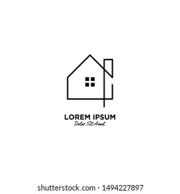 House / Home logo vector icon illustration line outline monoline