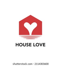 House home love heart real estate mortgage roof logo vector icon illustration premium