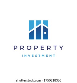 house home mortgage property investment bar chart logo vector icon illustration